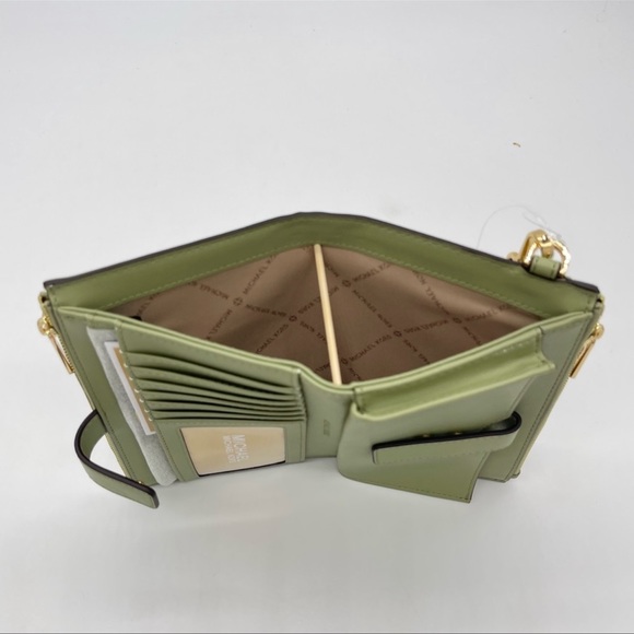 Michael Kors Large Emilia Tote Bag& Double ZipWallet Wristlet Light Sage Leather - Picture 11 of 13